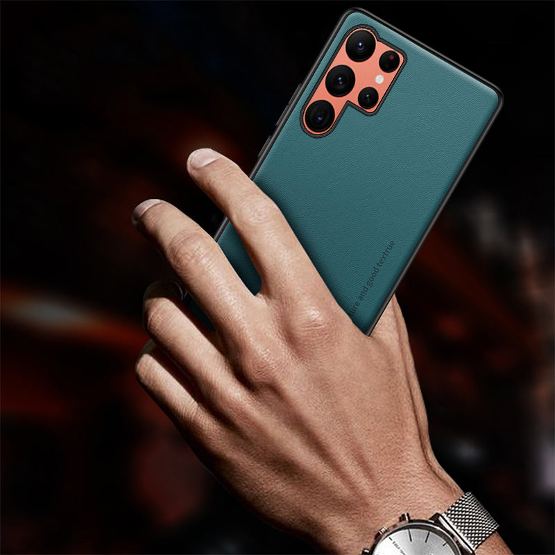 For Samsung Galaxy S23 Ultra Metal Decor Protective Shell PU Leather Coated PC TPU Phone Case For Samsung Galaxy S23 Ultra Metal Decor Protective Shell PU Leather Coated PC TPU Phone Case